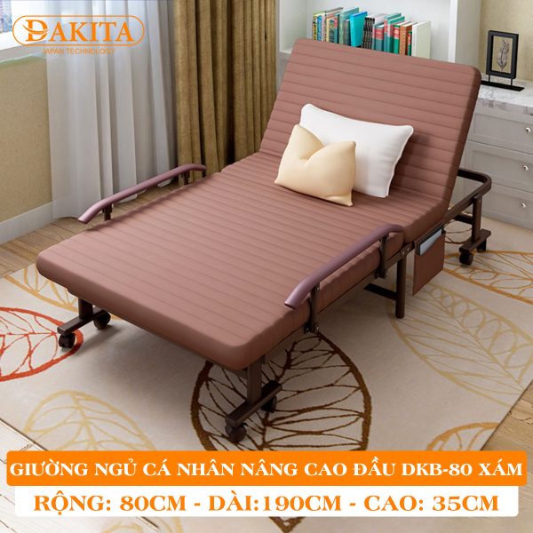 [Rộng 80cm - Nâu] Giường Nệm Đa Năng DAKITA DKB-80 [CAO ĐẦU TỰA LƯNG]