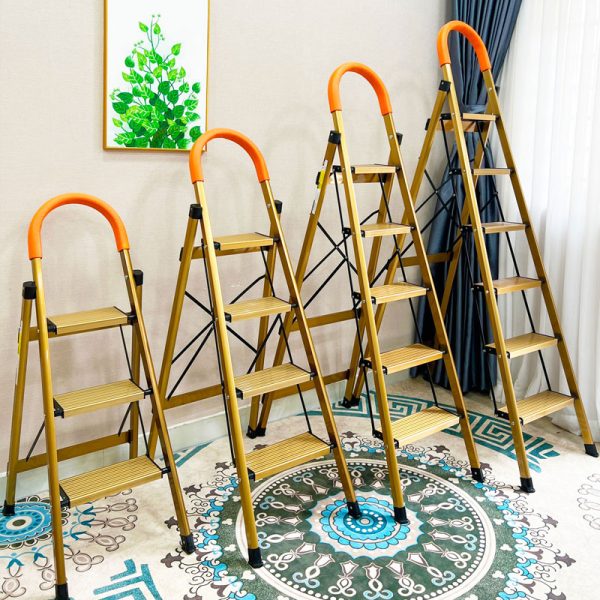 Thang Nhôm Ghế Vàng Tay Vịn Bản To DAKITA GOLD, Khung Nhôm 100% Sơn Tĩnh Điện