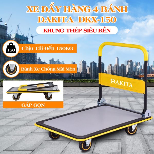 Xe Đẩy Hàng 4 Bánh DAKITA DKX-150 Tải 150Kg [XẾP GỌN DỄ DÀNG]