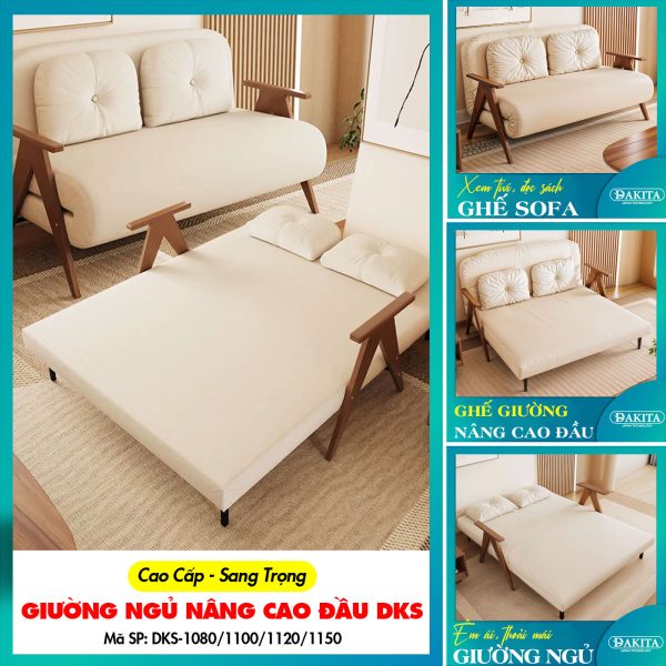 [Cao Cấp - Sang Trọng]. Giường Ngủ Thành Ghế Nâng Cao Đầu DAKITA DKS