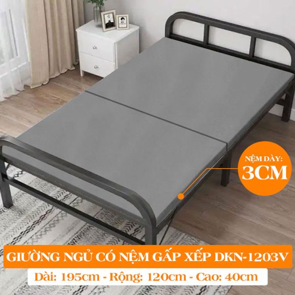 [Rộng 1.2M-Nệm Dày 3cm] Giường Ngủ Có Nệm Gấp Gọn DAKITA DKN - 1203V