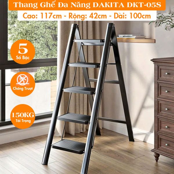 [NHẸ - DỄ XÀI - BẬC THANG TO]. Thang Ghế Đa Năng DAKITA DKT-05S – Chữ A 1.17m