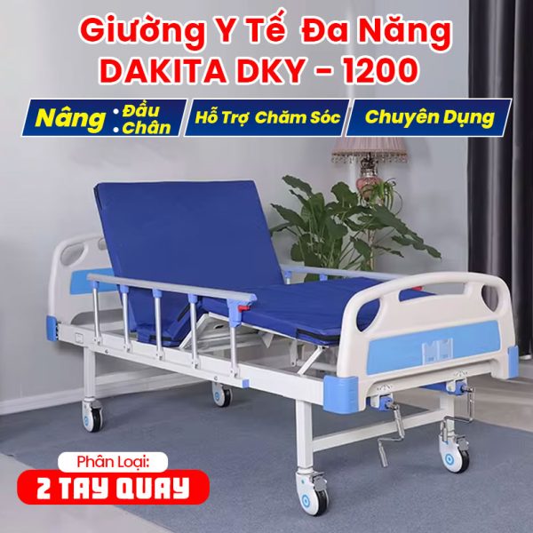 [2 TAY QUAY - NÂNG CAO ĐẦU, CHÂN]. Giường Y Tế Đa Năng DAKITA 2 Tay Quay  DKY-1200