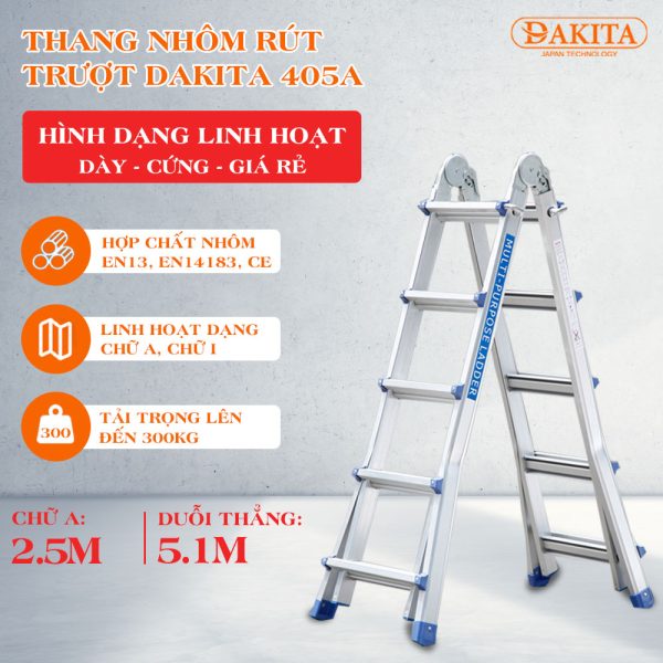 Thang Nhôm Rút Trượt Chữ A DAKITA DKT- 405A