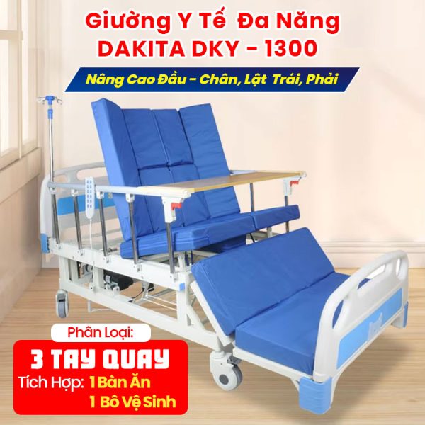 [3 TAY QUAY - ĐA CHỨC NĂNG]. Giường Y Tế Đa Năng DAKITA 3 Tay Quay DKY-1300