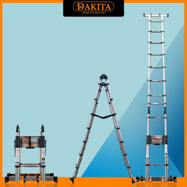 Thang Inox Rút Đôi Cao Cấp Có Bánh Xe DAKITA Model AI [CỨNG CÁP - AN TOÀN TUYỆT ĐỐI]