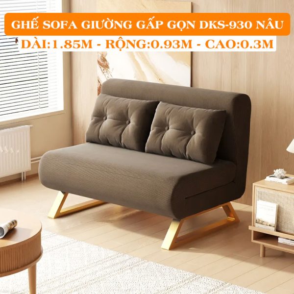 [Rộng 93cm] Sofa Giường Ngủ Nâng Cao Đầu DAKTIA DKS-930 - Vải Nhung Mềm Êm