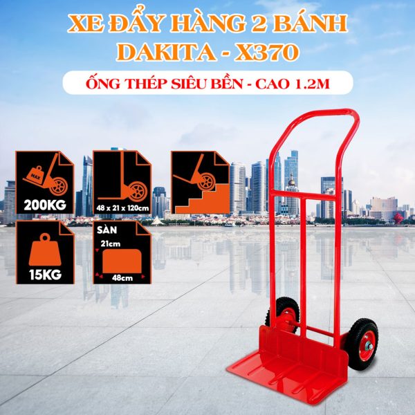 Xe đẩy hàng 2 Bánh Cao Su Đúc Loại Tốt Cao 1m2