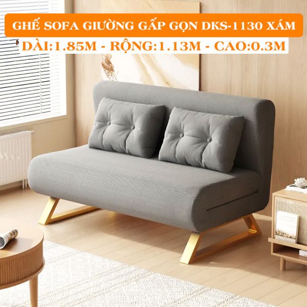 [Rộng 113cm] Sofa Giường Ngủ Nâng Cao Đầu DAKTIA DKS-1130 - Vải Nhung Mềm Êm