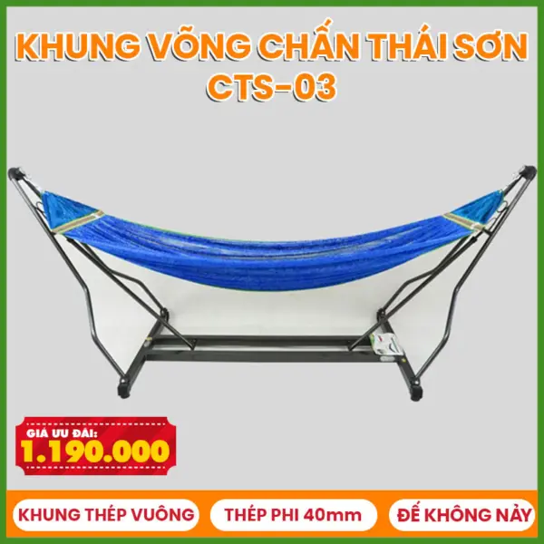 Khung Võng Xếp Chấn Thái Sơn Vuông Sơn Tĩnh Điện CTS03