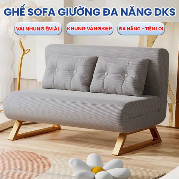 GHẾ SOFA GIƯỜNG ĐA NĂNG DAKITA DKS - Vải Nhung Cao Cấp - Khung Thép Chịu Tải 400kg