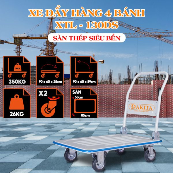 Xe đẩy hàng 4 bánh Phong Thạnh XTL 130DS Tải 350kg