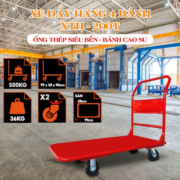 Xe Đẩy Hàng 4 Bánh Phong Thạnh XTH 200T Tải 500kg