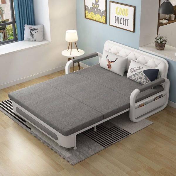 [ Rộng 1.88M-Nệm Cao Su Non] Sofa Giường DAKITA DKB-918C - Xám Có Hộc Tủ Vải