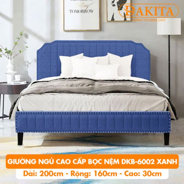 [Nhiều màu sắc] Giường Ngủ Cao Cấp Bọc Nệm DKB-6002 Xanh - Vải Bố Thoáng Mát