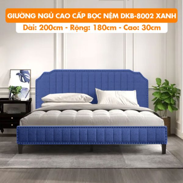 [Rộng 1.8m - Màu Xanh] Giường Ngủ Cao Cấp Bọc Nệm DKB-8002 Xanh - Vải Bố Thoáng Mát