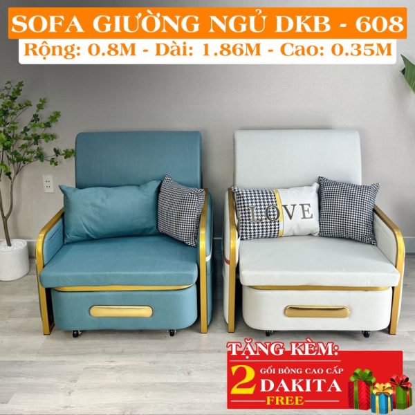 [Rộng 80cm - Sang Trọng] Giường Ngủ Thông Minh Gấp Thành Sofa DAKITA DKB-608