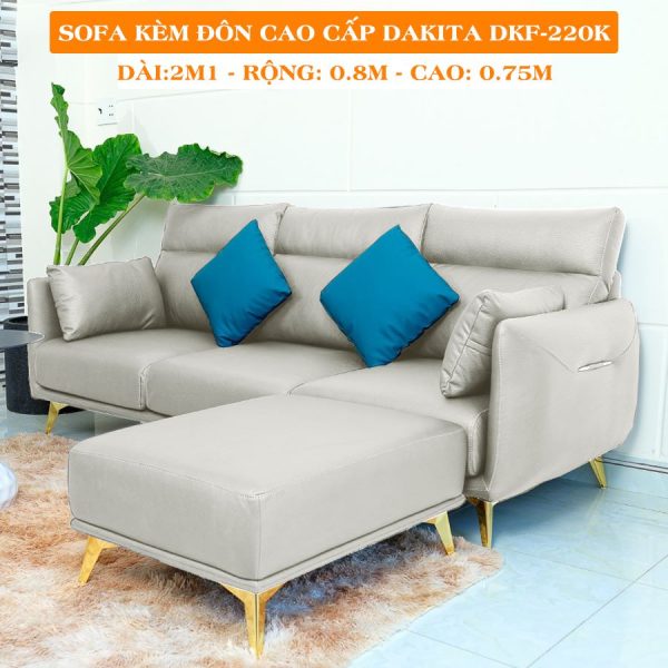 [Màu Kem] Sofa Băng Kèm Đôn Cao Cấp DAKITA DKF-220K
