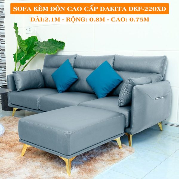 [Màu Xám Đậm] Sofa Băng Kèm Đôn Cao Cấp DAKITA DKF-220XD