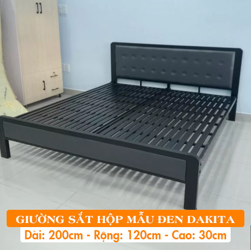 [Nhiều Kích Thước] Giường Sắt DAKITA Sắt Hộp Vuông Bọc Nệm Đẹp Hiện Đại
