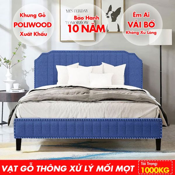 [Nhiều Kích Thước ] Giường Ngủ Cao Cấp Bọc Nệm Vải Bố DKB-8002
