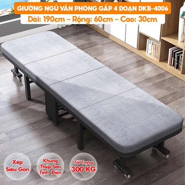 [Rộng 60cm - Khung Thép Dày] Giường Ngủ Có Nệm Xếp Gọn Đa Năng DKB-4006
