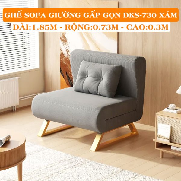 Sofa Giường Ngủ Nâng Cao Đầu DAKTIA DKS-730- Màu Xám
