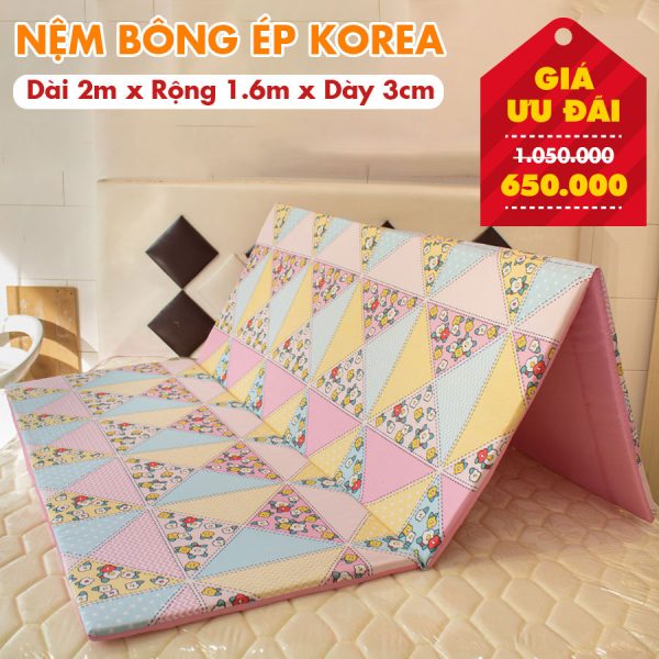 Nệm Bông Ép Giá Rẻ Nhiều Kích Thước - Màu Ngẫu Nhiên