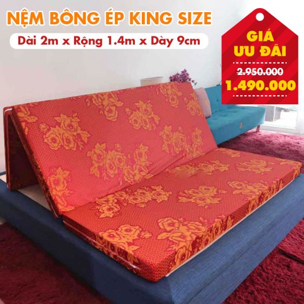 Nệm Bông Ép King Size Nhiều Kích Thước - Rộng 1.4M