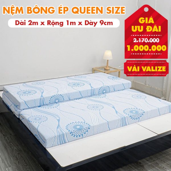 Nệm Bông Ép Queen Size - Màu Ngẫu Nhiên