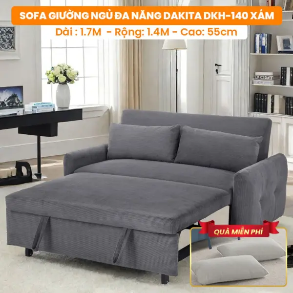 [Rộng 140cm] Sofa Giường Ngủ Đa Năng DAKTIA DKH-140-Vải Nhung Mềm Êm Tải Trọng 500KG