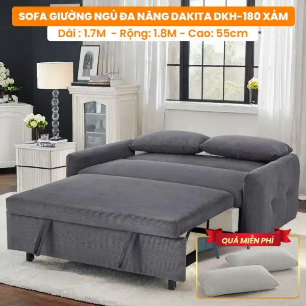 [Rộng 180cm] Sofa Giường Ngủ Đa Năng DAKTIA DKH-180-Vải Nhung Mềm Êm Tải Trọng 500KG