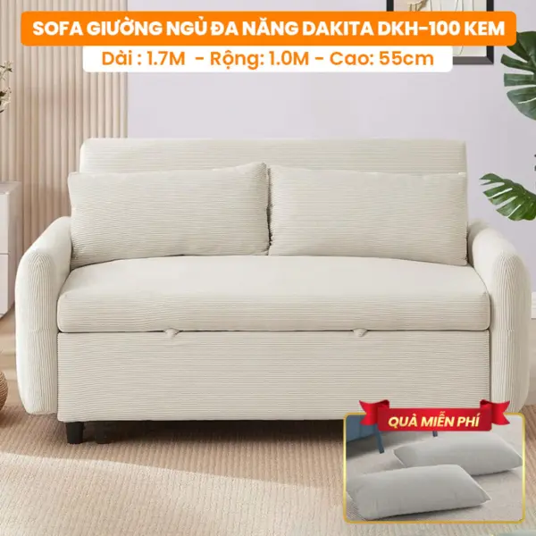 [Rộng 100cm] Sofa Giường Ngủ Đa Năng DAKTIA DKH-100-Vải Nhung Mềm Êm Tải Trọng 500KG