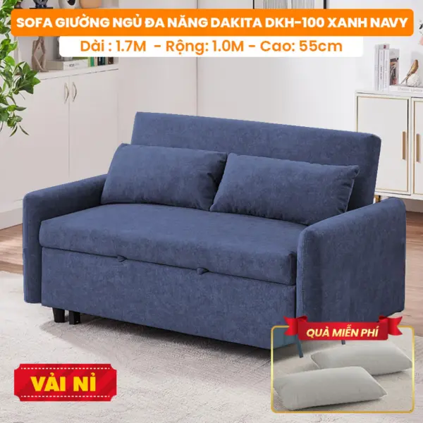[Màu Xanh Navy-Vải Nỉ] Sofa Giường Ngủ Đa Năng DAKTIA DKH-100-Xanh Navy- Tải Trọng 500KG