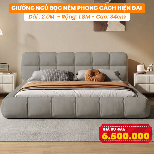[Rộng 1.8m] Giường Ngủ Bọc Nệm DAKITA Phong Cách Hiện Đại