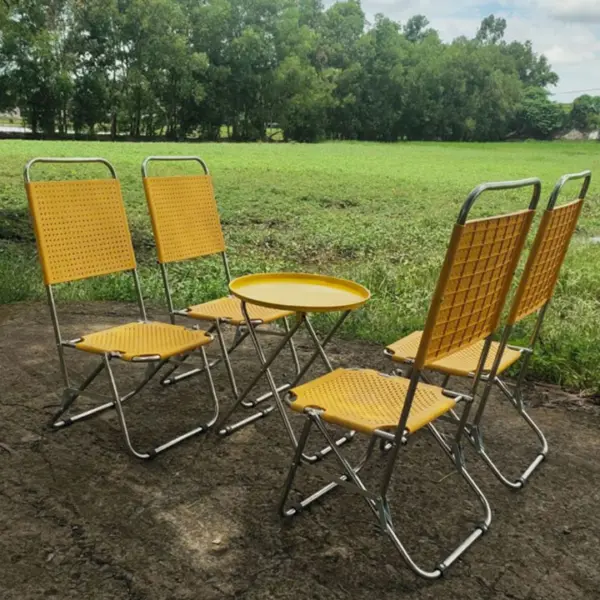 Ghế Cafe Inox Lưng Nhựa Cao - Ghế Câu Cá - Ghế Du Lịch