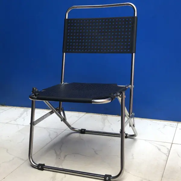 Ghế Cafe Inox Lưng Nhựa Thấp - Ghế Câu Cá - Ghế Du Lịch