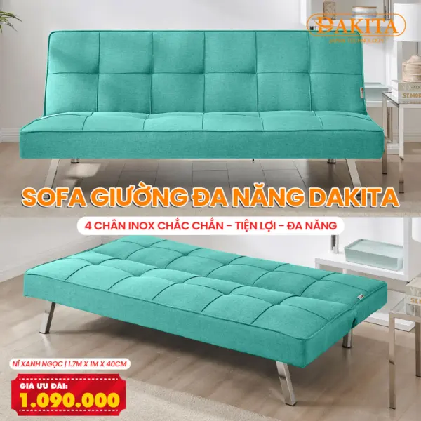 [ 2 Trong 1 - Màu Xanh Ngọc] Sofa Bed Giường Ngủ Cho Phòng Diện Tích Nhỏ