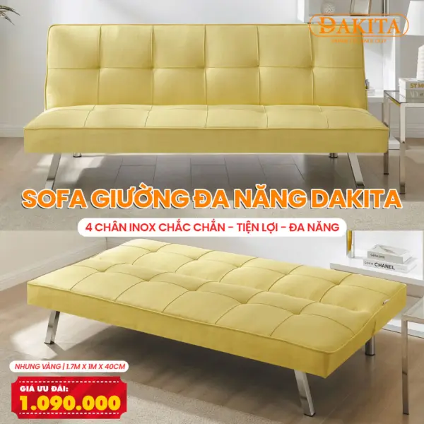 [Rẻ Chưa Từng Có - Màu Vàng Nhung] Sofa Bed Giường Ngủ Cho Phòng Diện Tích Nhỏ