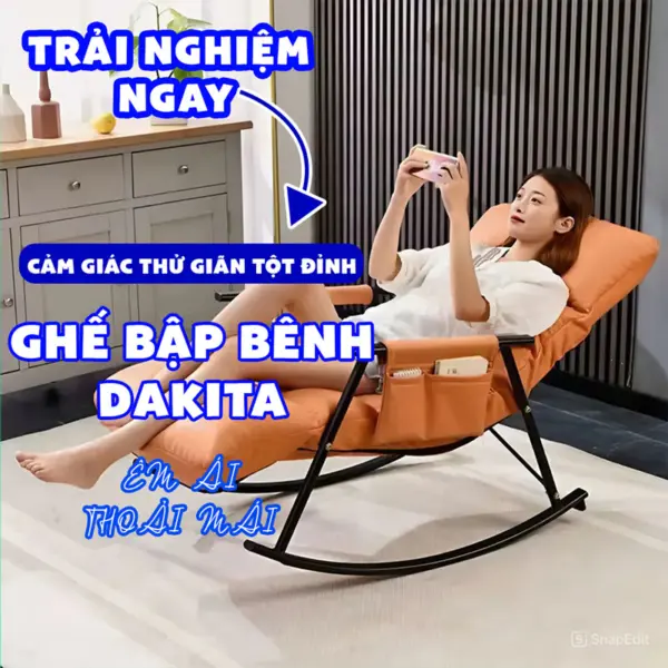 Ghế Thư Giãn Bập Bênh Có Nệm DAKITA - KHUNG SẮT CHẮC CHẮN