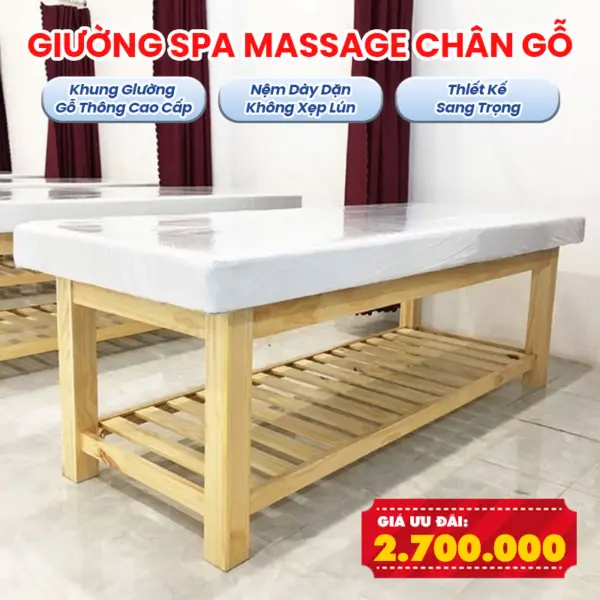 Giường Massage Chân Gỗ Dành Cho Spa Cao Cấp