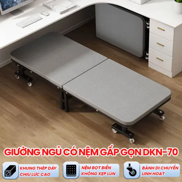 [Rộng 70cm] Giường Ngủ Có Nệm Gấp 2 Đoạn Dakita DKN-70