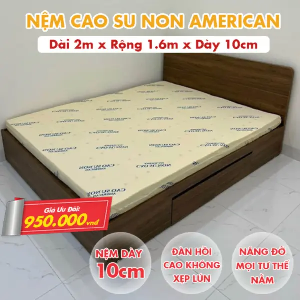 Nệm Cao Su Non America - Độ Đàn Hồi Cao Không Xẹp Lún