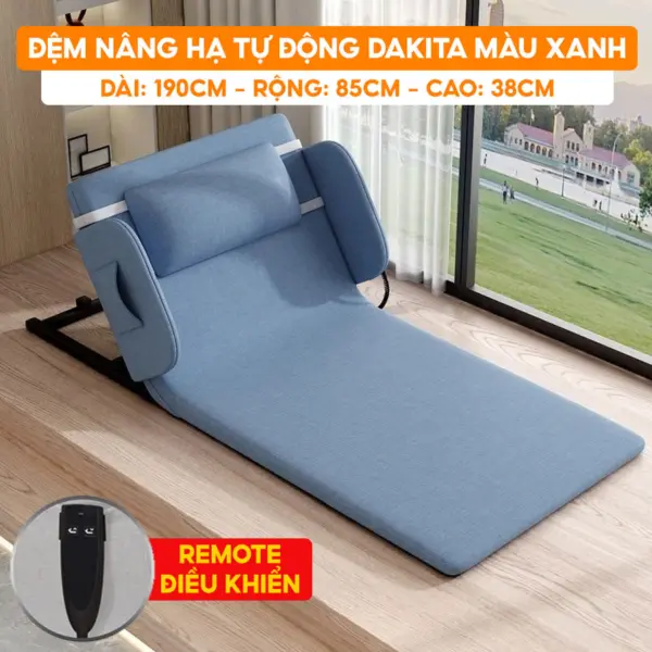 [Rộng 85cm] Đệm Bệt Tựa Lưng Nâng Hạ Tự Động DAKITA - Màu Xanh