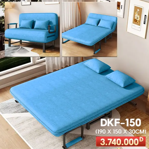 [Rộng 150cm] Ghế Sofa Ngã Thành Giường Nâng Cao Đầu Đa Năng DKF-150 [NHIỀU MÀU]