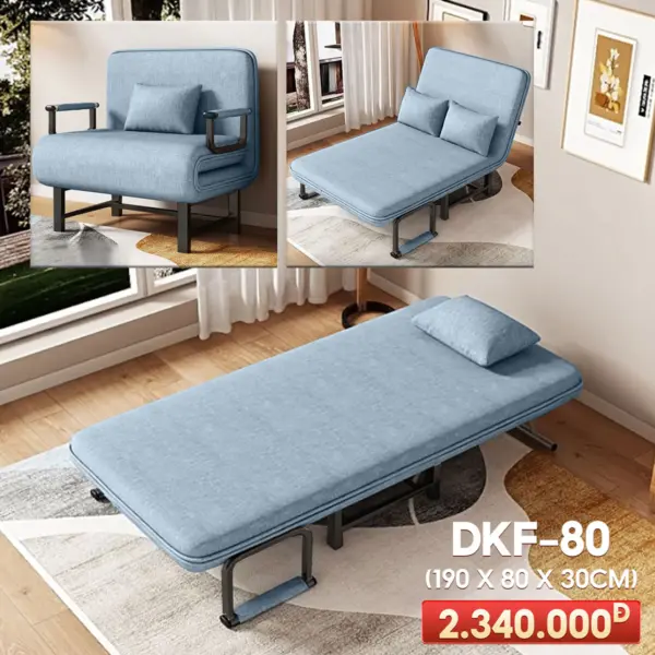 [Rộng 80cm] Ghế Sofa Ngã Thành Giường Nâng Cao Đầu Đa Năng DKF-80 [CHÂN THÉP]