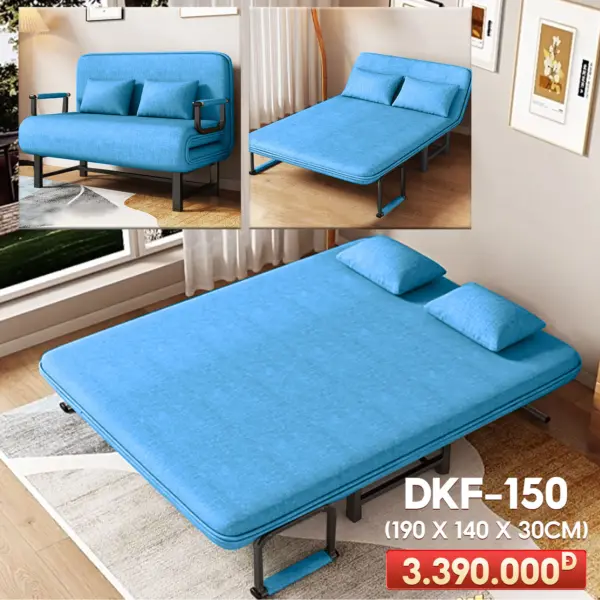[Rộng 150cm] Ghế Sofa Ngã Thành Giường Nâng Cao Đầu Đa Năng DKF-150 [NHIỀU MÀU]