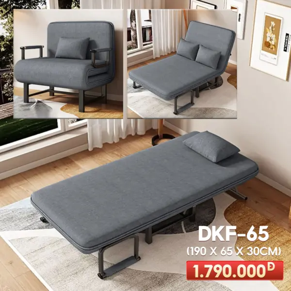 [Rộng 65cm] Ghế Sofa Ngã Thành Giường Nâng Cao Đầu Đa Năng DKF-65 [CHÂN THÉP]