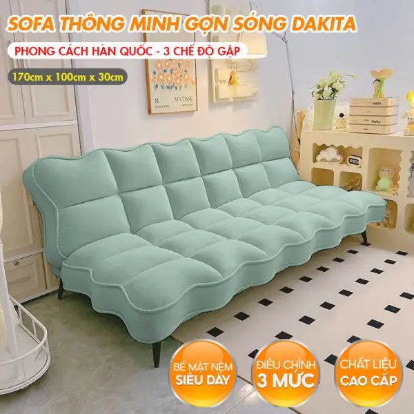[Màu Xanh Pastel] Sofa Giường Lượn Sóng Hàn Quốc Thương Hiệu DAKITA