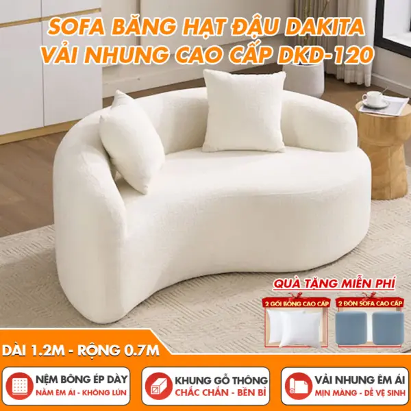 [Rộng 120cm] Sofa Băng Hạt Đậu DAKITA DKD-120 - Vải Nhung Mềm Thoáng Mát